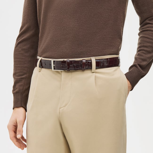 Classic Men's Belt Deep Shine Amazon Brown Croc
