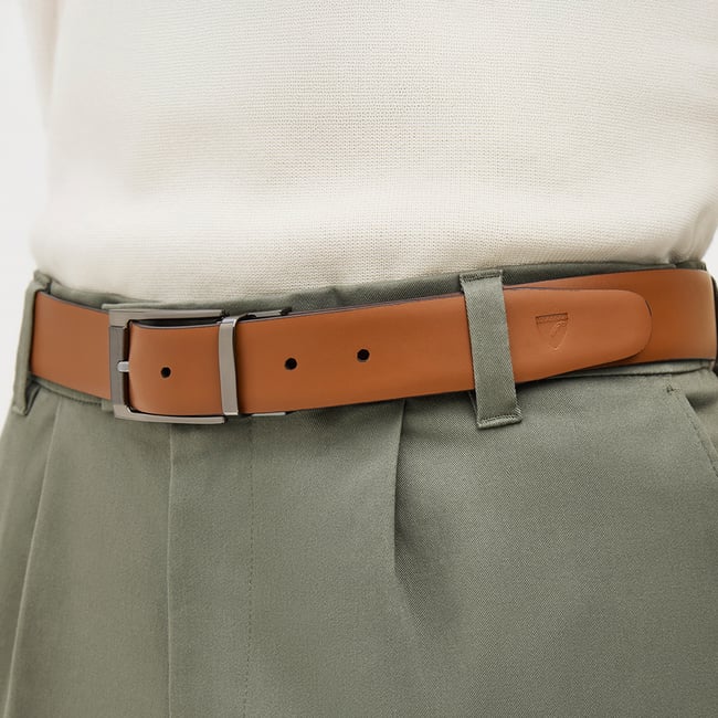 Men's Reversible Belt Smooth Brown & Smooth Tan