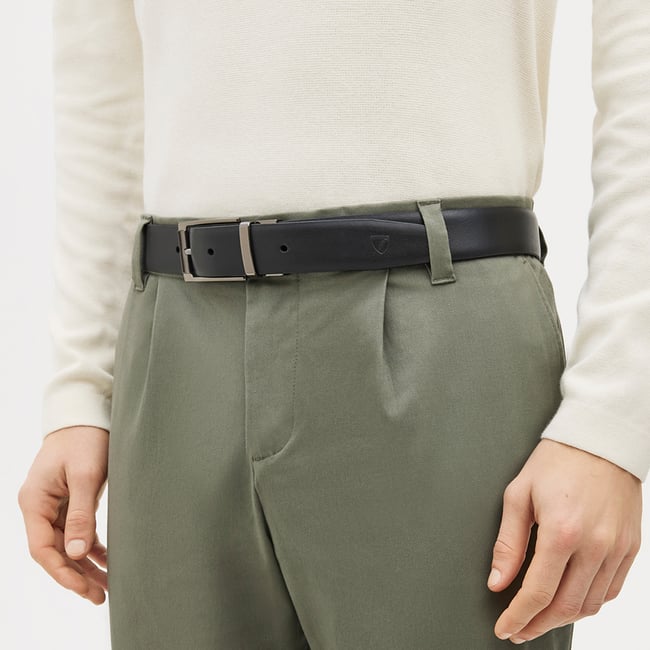 Men's Reversible Belt Smooth Black & Smooth Navy