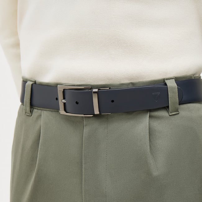 Men's Reversible Belt Smooth Black & Smooth Navy