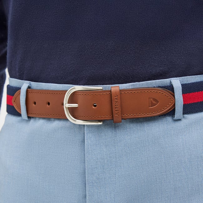 Webbing Belt Navy & Red Stripes