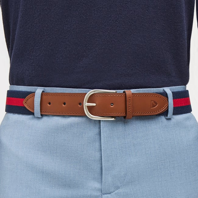 Webbing Belt Navy & Red Stripes