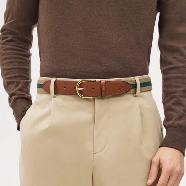 Webbing Belt Natural & Evergreen Stripes