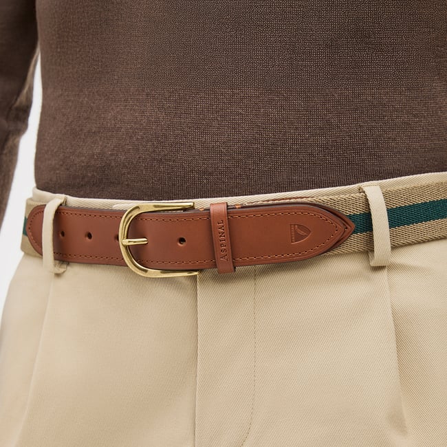 Webbing Belt Natural & Evergreen Stripes