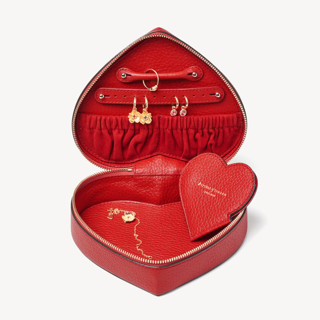 ‘Be With Me Always’ Large Heart Jewellery Case Cardinal Red Pebble