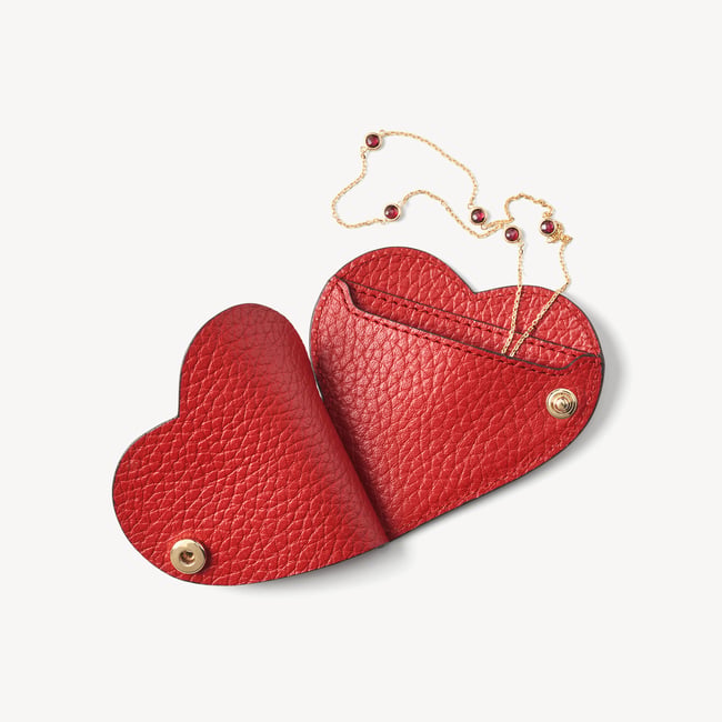 ‘Be With Me Always’ Large Heart Jewellery Case Cardinal Red Pebble