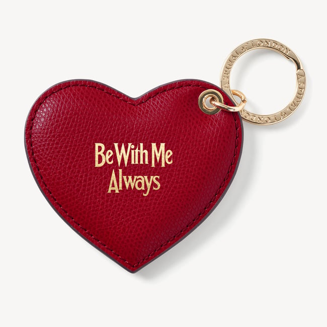 ‘Be With Me Always’ Heart Keyring Cherry Red Soft Saffiano