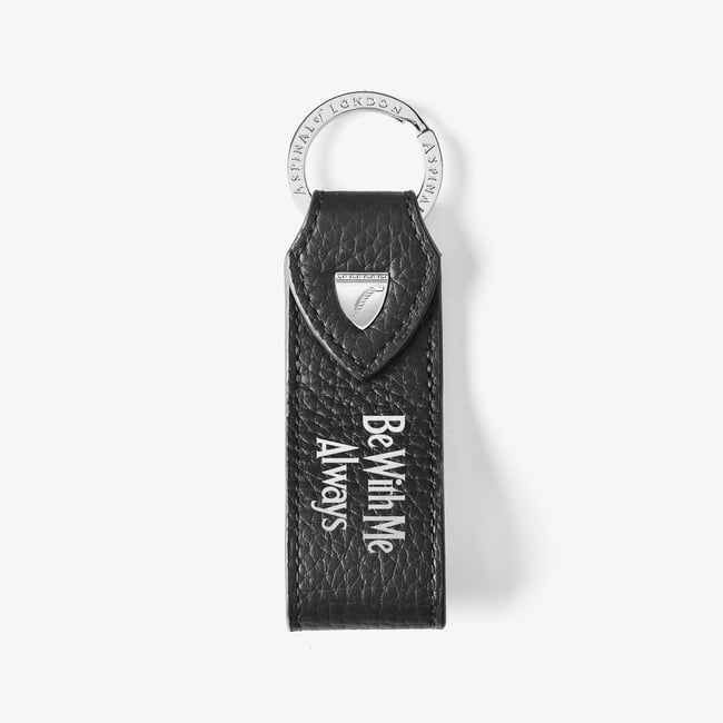 ‘Be With Me Always’ Leather Loop Keyring Black Pebble