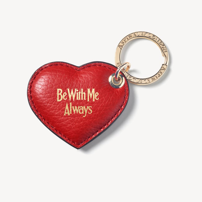 ‘Be With Me Always’ Small Heart Keyring Cardinal Red Pebble
