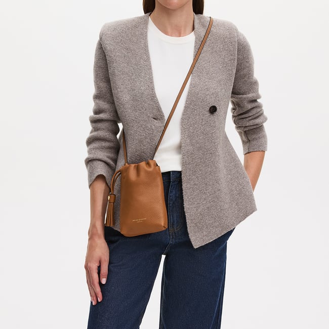 Soho Crossbody Pouch Tan Milled Pebble