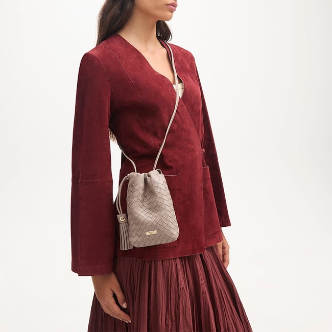 Soho Crossbody Pouch Moleskin Woven Leather
