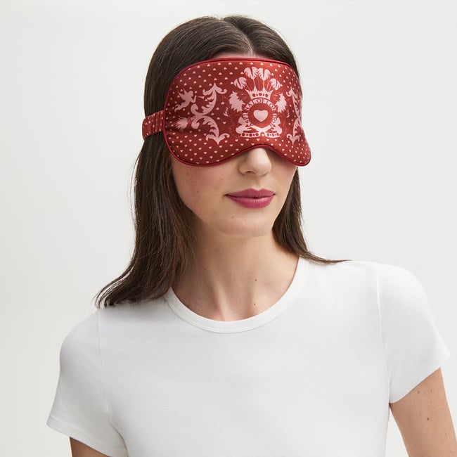 Silk Eye Mask Set Cherry Red Cherubs Pure Silk