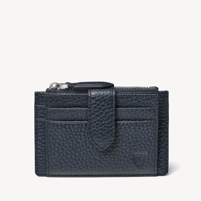 Zipped RFID Card Holder Navy Pebble