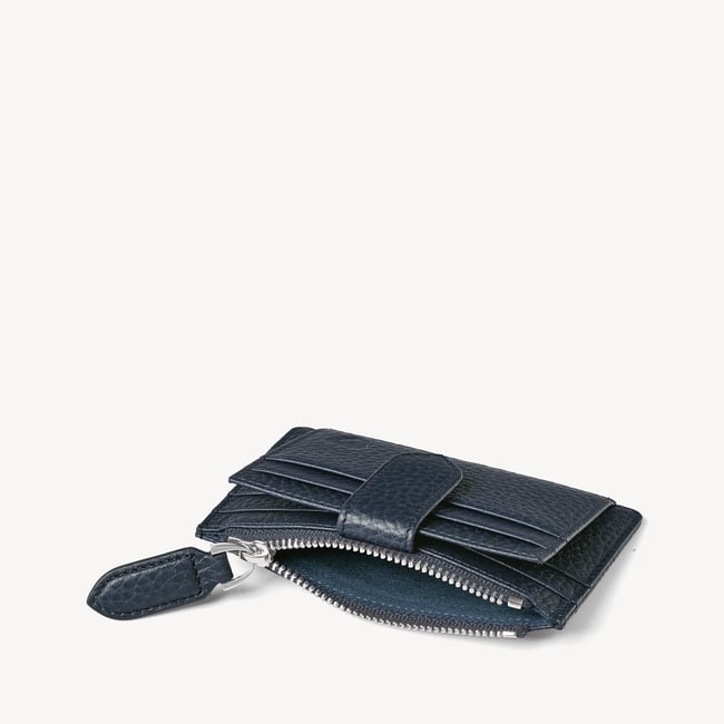 Zipped RFID Card Holder Navy Pebble