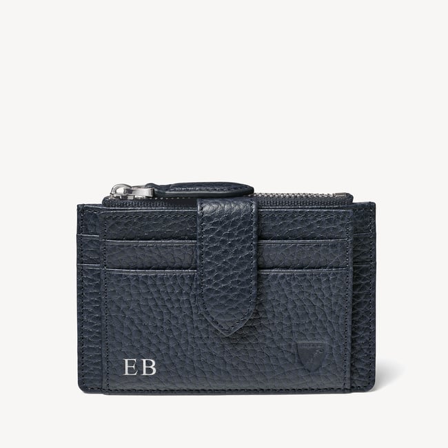 Zipped RFID Card Holder Navy Pebble