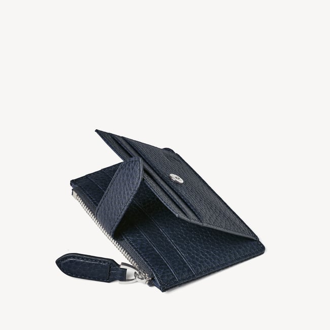 Zipped RFID Card Holder Navy Pebble