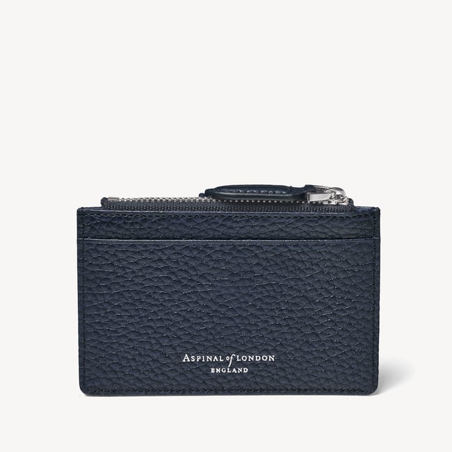 Zipped RFID Card Holder Navy Pebble