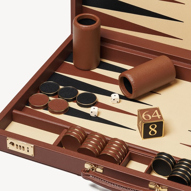 24-inch Grand Backgammon Set Espresso & Ebony Pebble