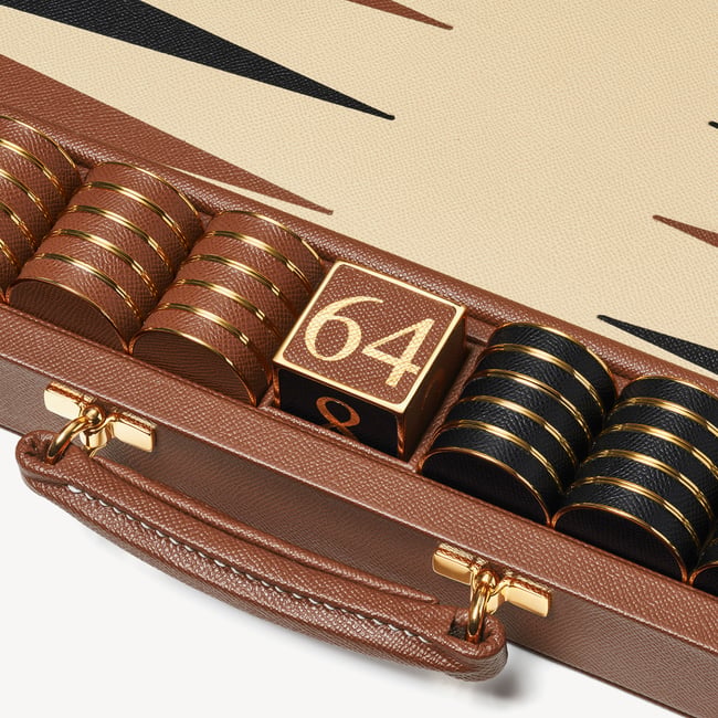 24-inch Grand Backgammon Set Espresso & Ebony Pebble