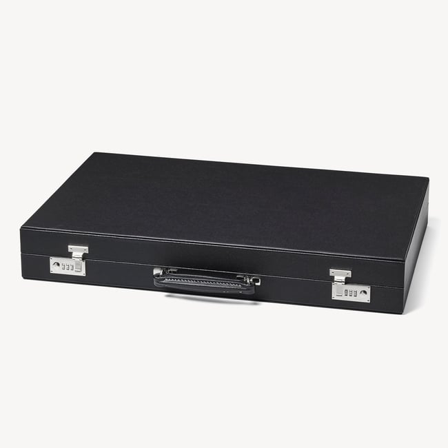 24-inch Grand Backgammon Set Ebony & Sky Blue Pebble