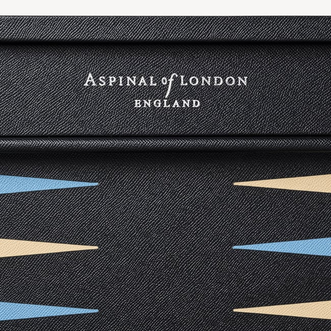 24-inch Grand Backgammon Set Ebony & Sky Blue Pebble
