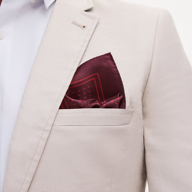 Pure Silk Pocket Square Cherry Red Polka Dots