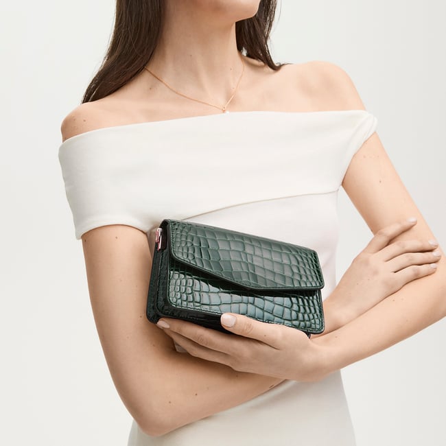 Eliza Clutch Evergreen Patent Croc