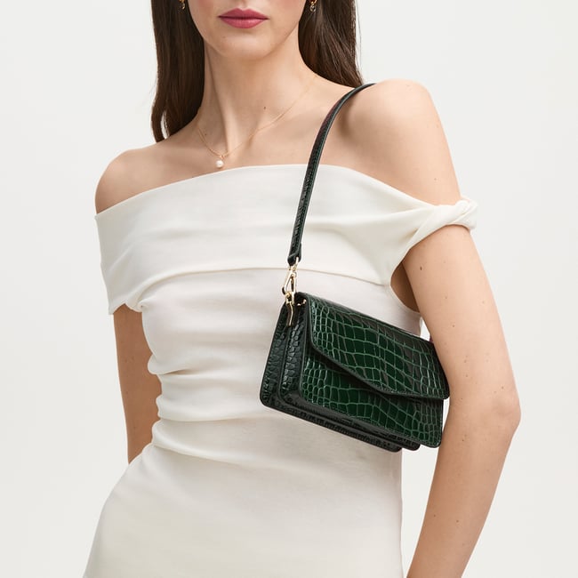 Eliza Clutch Evergreen Patent Croc