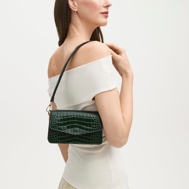 Eliza Clutch Evergreen Patent Croc