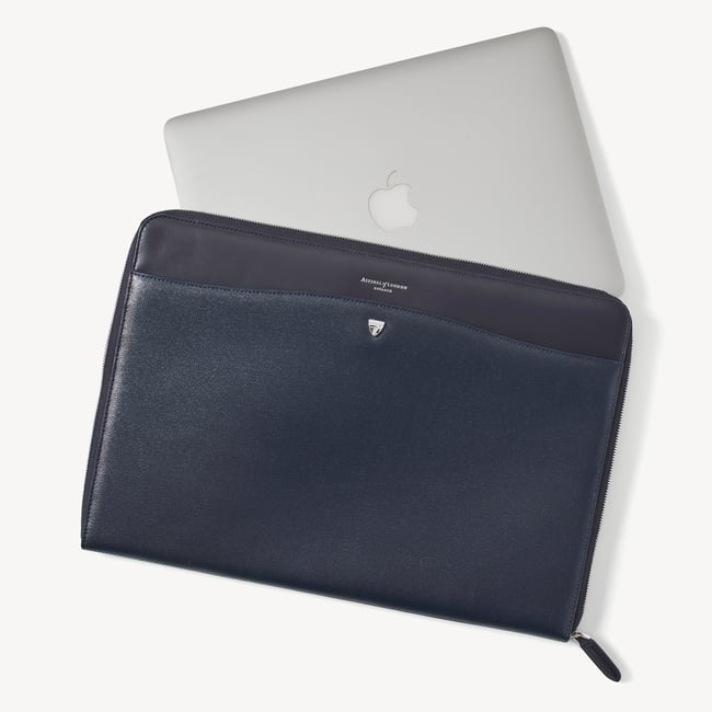 16" City Laptop Leather Folio Case  Navy Saffiano