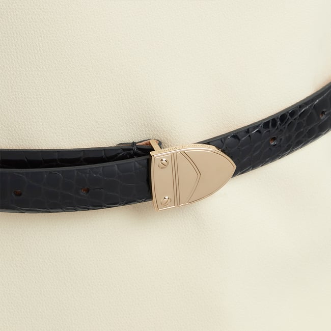 Mayfair Women's Waist Belt Black Patent Croc