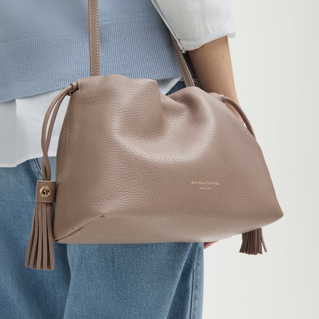 Soho Large Crossbody Pouch Moleskin Milled Pebble
