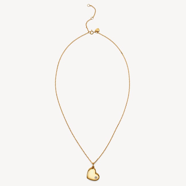 Star Set Heart Locket Necklace 18ct Gold Vermeil