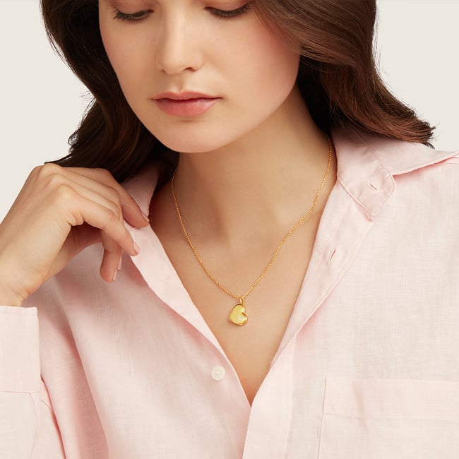 Star Set Heart Locket Necklace 18ct Gold Vermeil