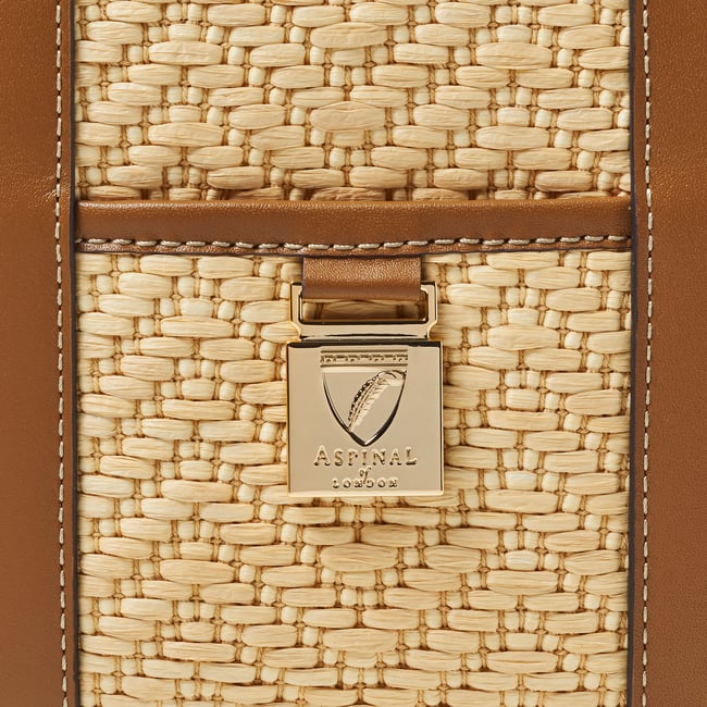 Mini Henley Tote Natural Chevron Raffia & Smooth Tan