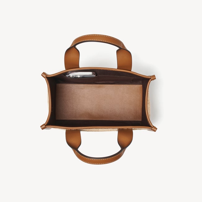 Mini Henley Tote Natural Chevron Raffia & Smooth Tan