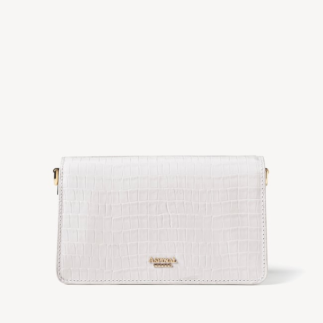 Eliza Clutch Deep Shine Chalk White Small Croc