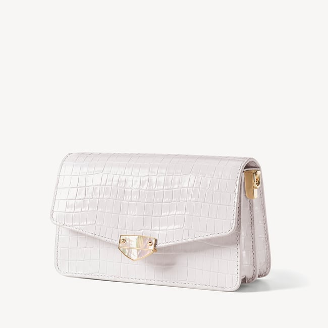 Eliza Clutch Deep Shine Chalk White Small Croc