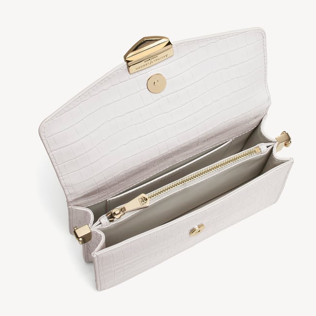 Eliza Clutch Deep Shine Chalk White Small Croc