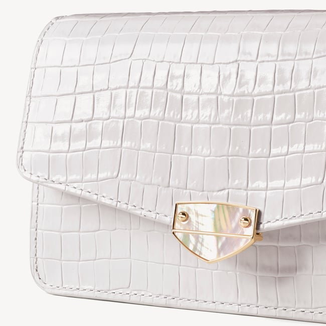 Eliza Clutch Deep Shine Chalk White Small Croc
