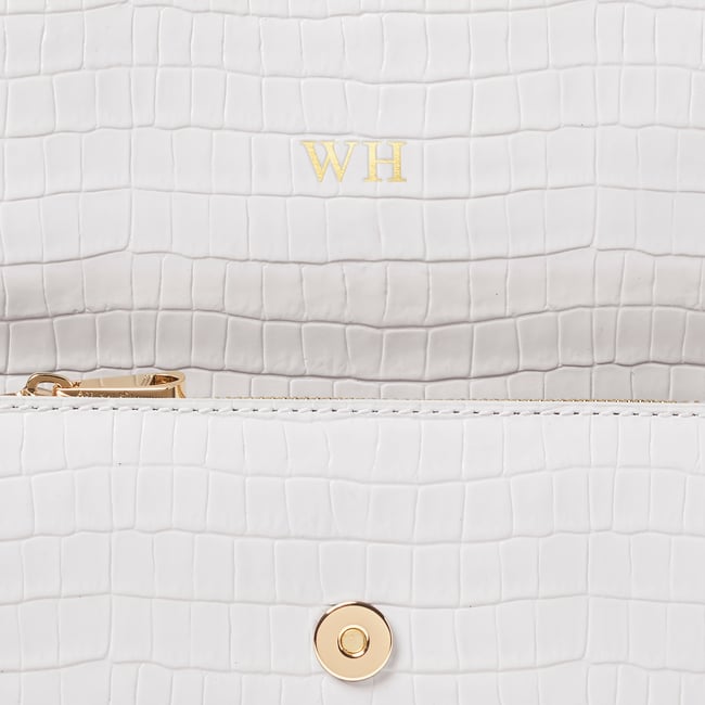 Eliza Clutch Deep Shine Chalk White Small Croc