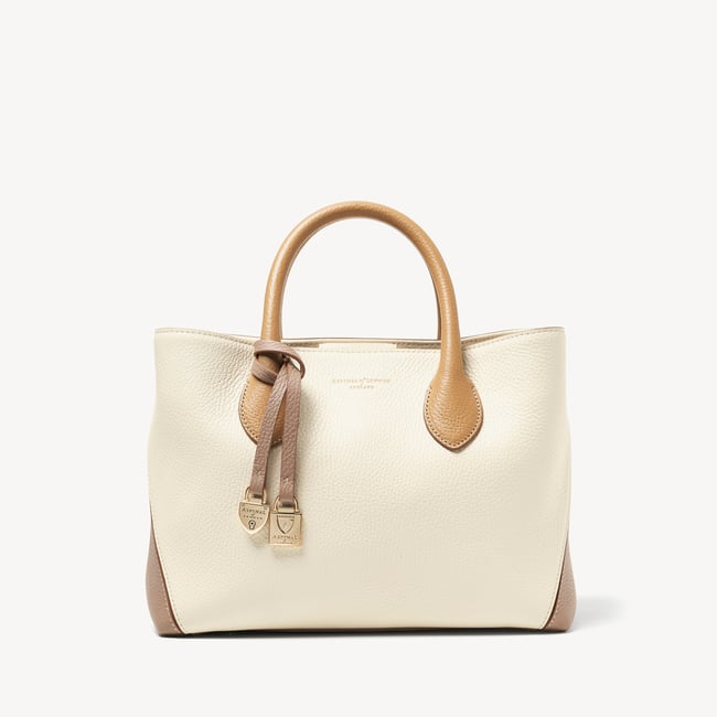 Midi London Tote Soft Taupe & Ivory Pebble