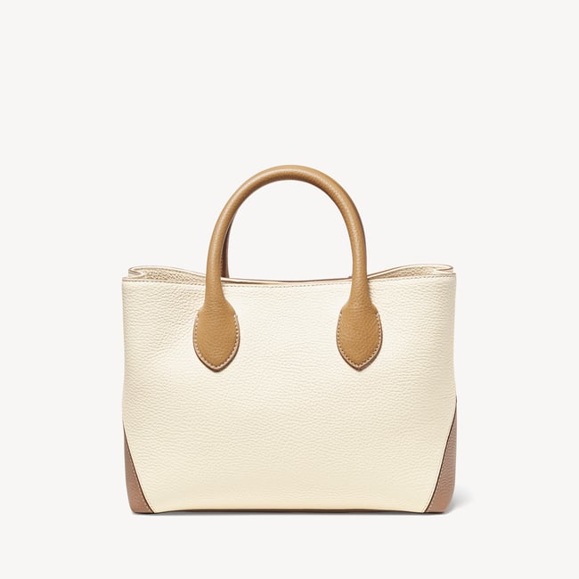 Midi London Tote Soft Taupe & Ivory Pebble