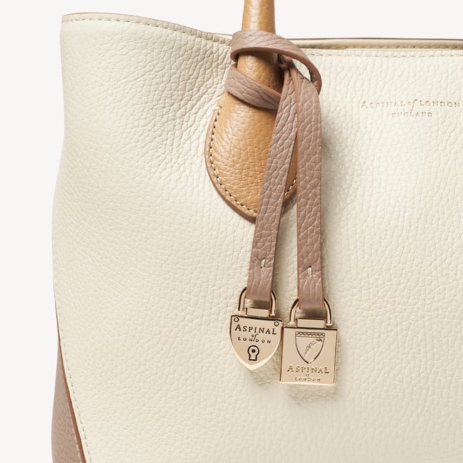 Midi London Tote Soft Taupe & Ivory Pebble