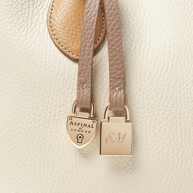 Midi London Tote Soft Taupe & Ivory Pebble