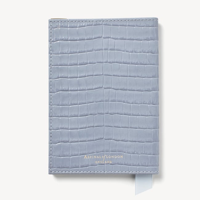 Passport Cover Deep Shine Sky Blue Small Croc