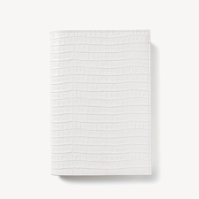 A5 Refillable Luxury Journal Deep Shine Chalk White Small Croc with Soft Suede Lining