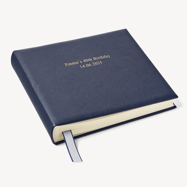 12-inch Leather Photo Album Navy Pebble