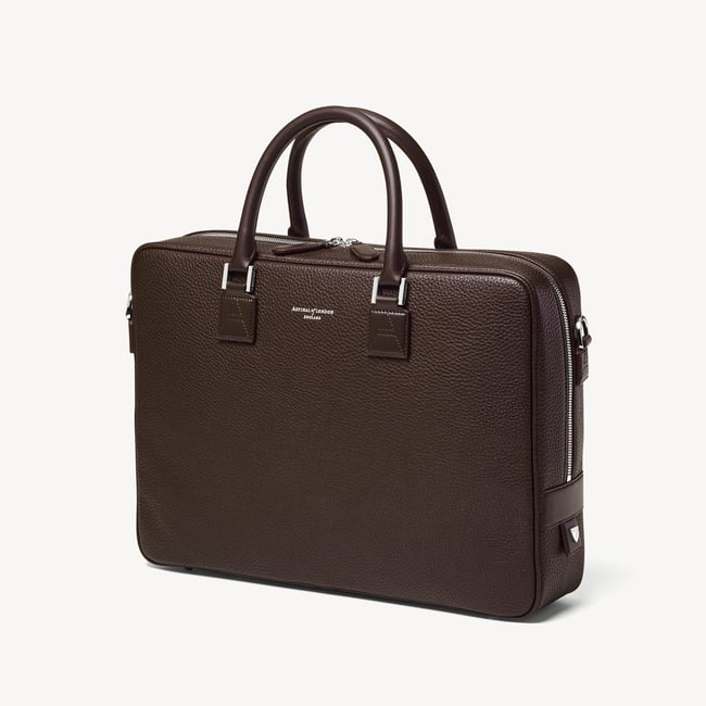 Mount Street Laptop Briefcase Chocolate Pebble