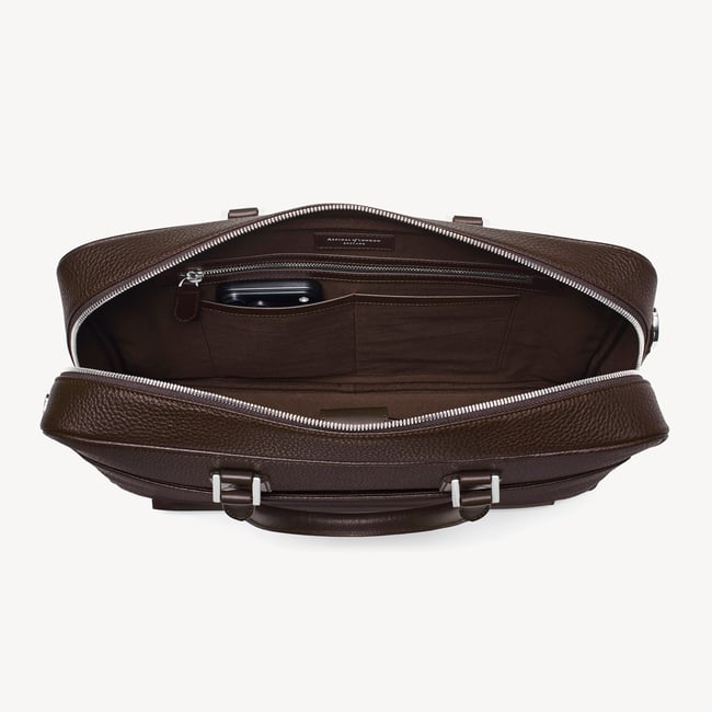 Mount Street Laptop Briefcase Chocolate Pebble